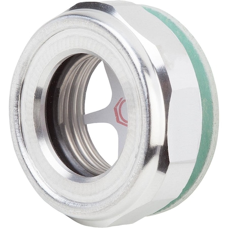 Kipp Oil Level Sight Glass W. Nat. Glass Lens With Reflector, D1=G1/2, D=29, 5, Aluminum K0246.29012